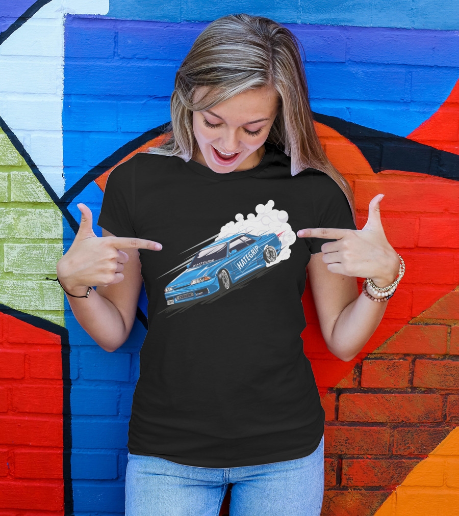 HATEGRIP Blue Drifting Car T-Shirt