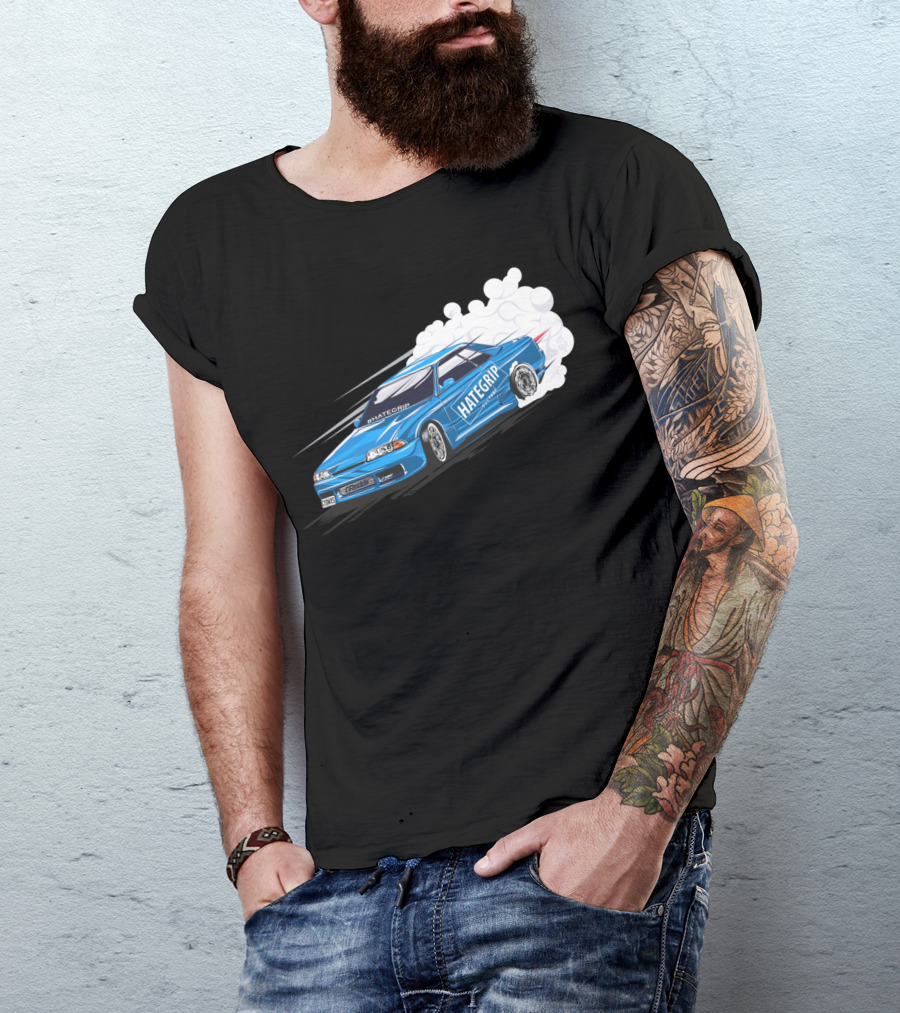 HATEGRIP Blue Drifting Car T-Shirt