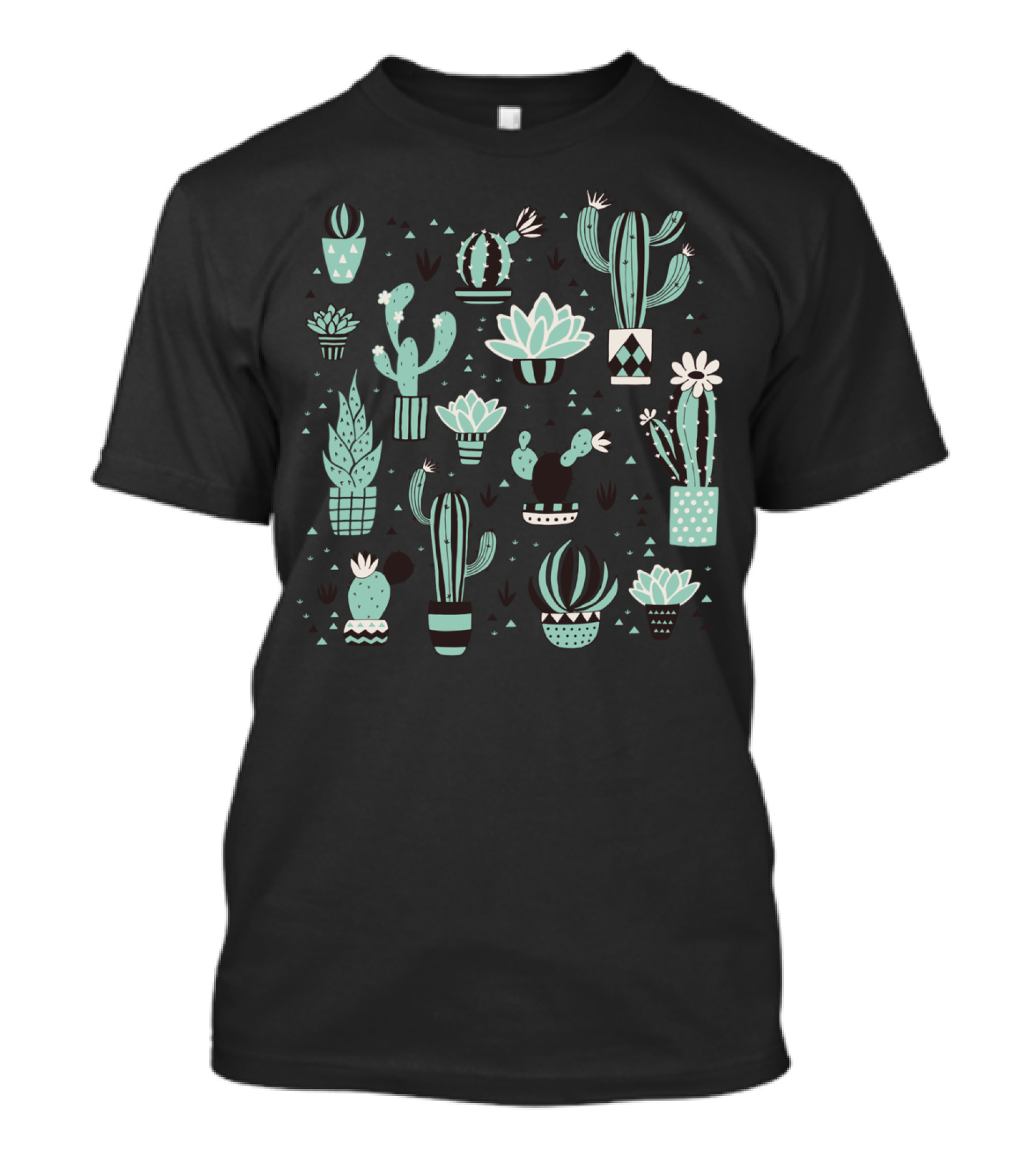 Cacti In A Pot Collection With Succulents And Geometric Planters T-Shirt
