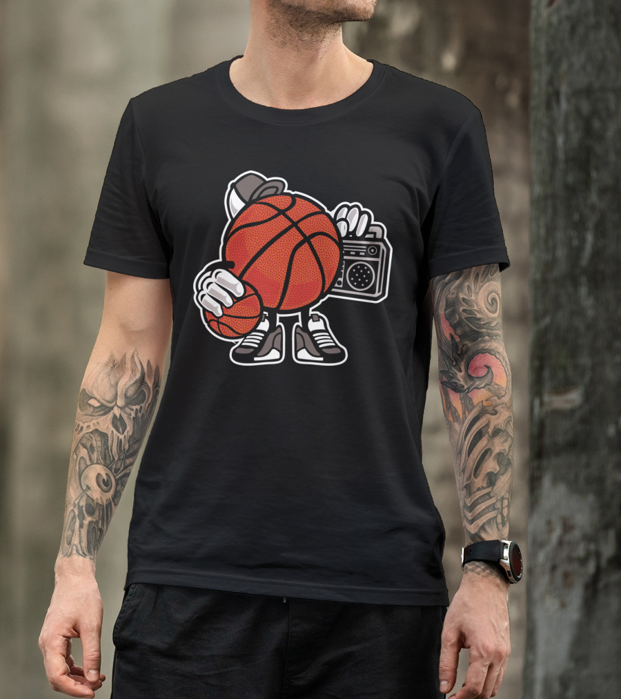 Basketball Player Holding Boombox And Ball T-Shirt
