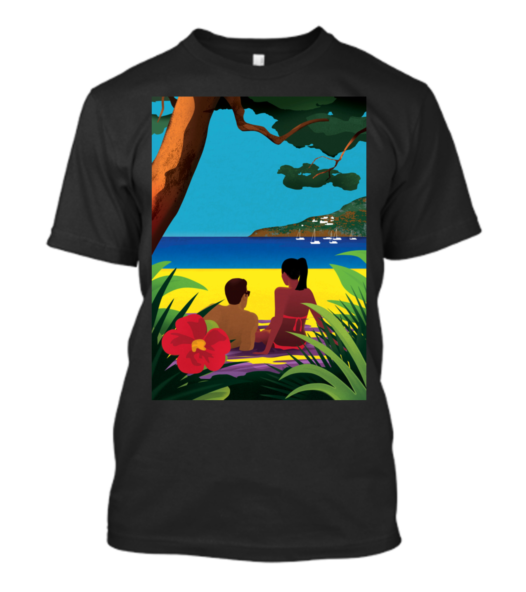 A Shaded Beach Relaxation Under Tropical Trees T-Shirt