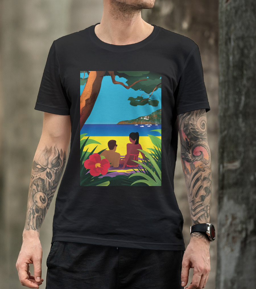 A Shaded Beach Relaxation Under Tropical Trees T-Shirt