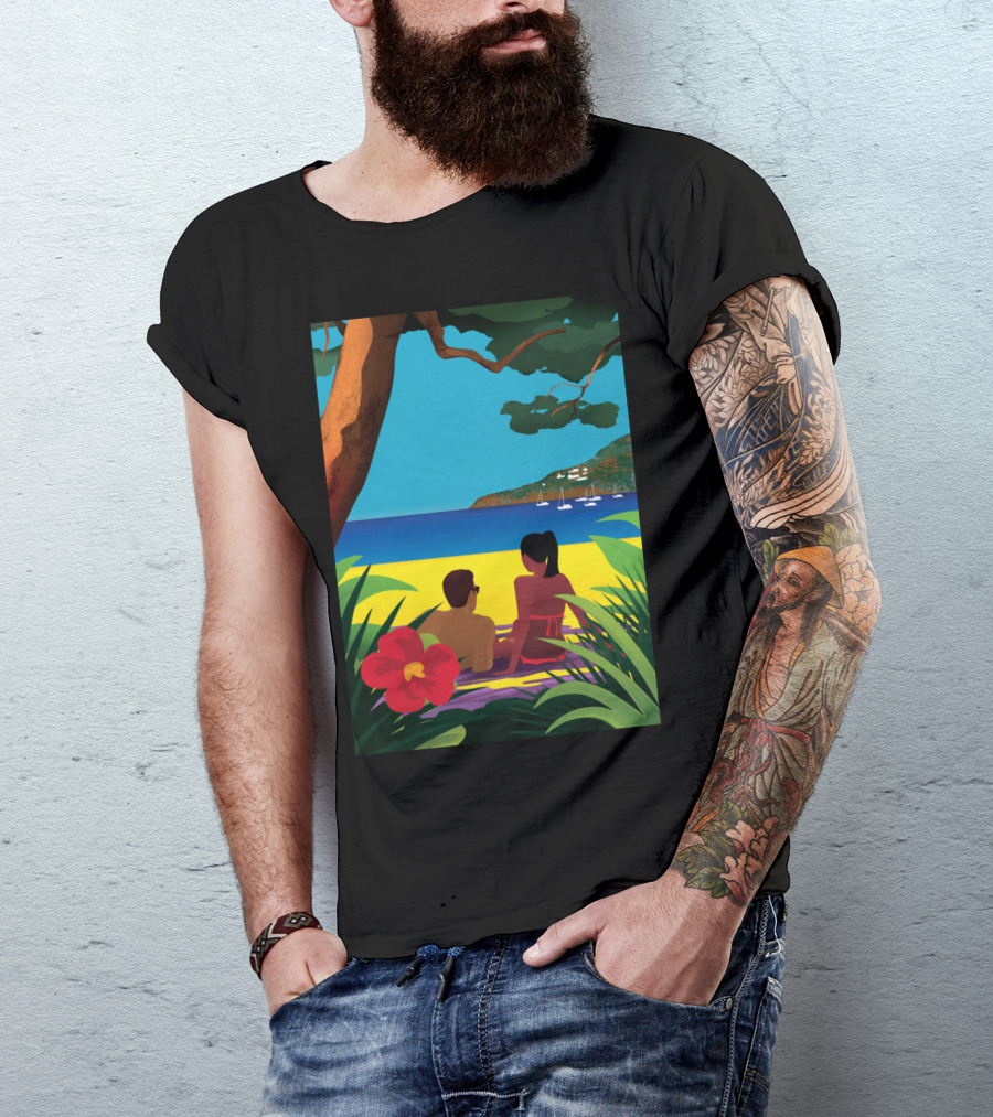 A Shaded Beach Relaxation Under Tropical Trees T-Shirt