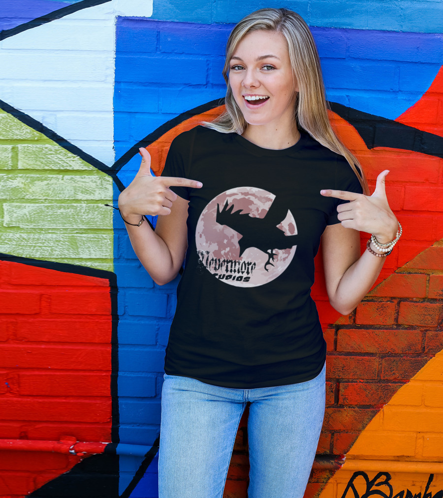 Nevermore Studios Raven Silhouette Over Full Moon T-Shirt