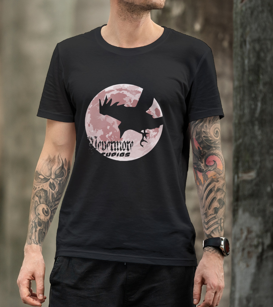 Nevermore Studios Raven Silhouette Over Full Moon T-Shirt