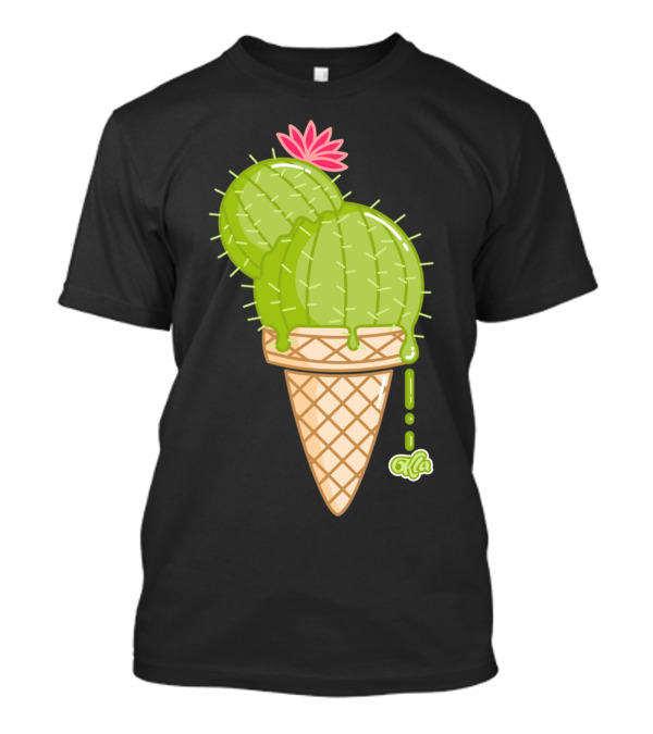 Cactus Cream Kaktus Ice Cream Cone Flower T-Shirt