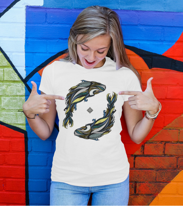 Koi Fish Yin Yang Blue Fish T-Shirt