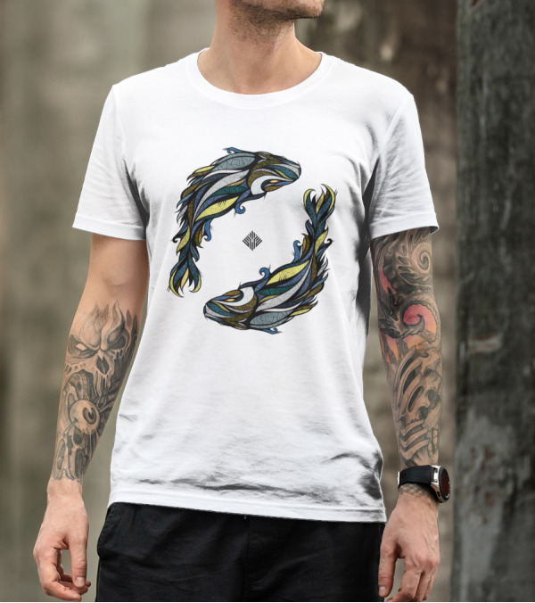 Koi Fish Yin Yang Blue Fish T-Shirt