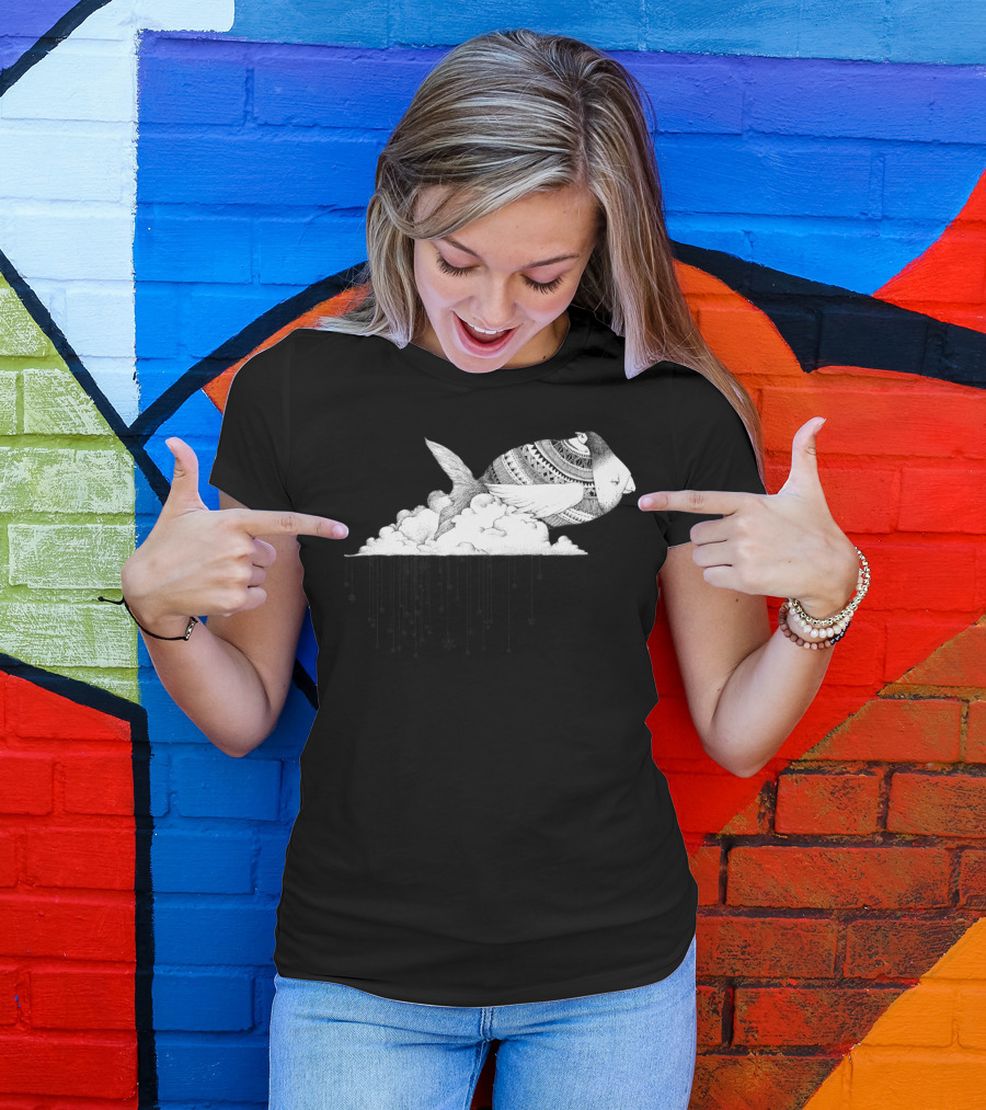 Flying Fish Intricate Patterns And Clouds T-Shirt