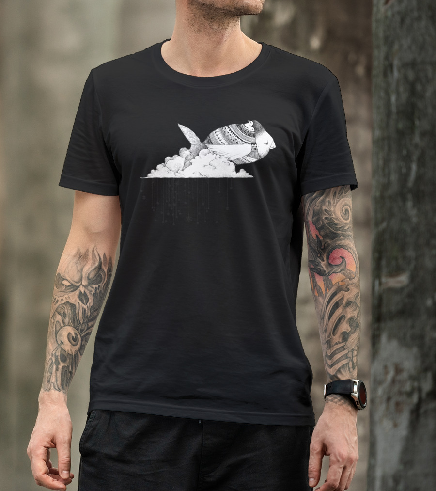 Flying Fish Intricate Patterns And Clouds T-Shirt
