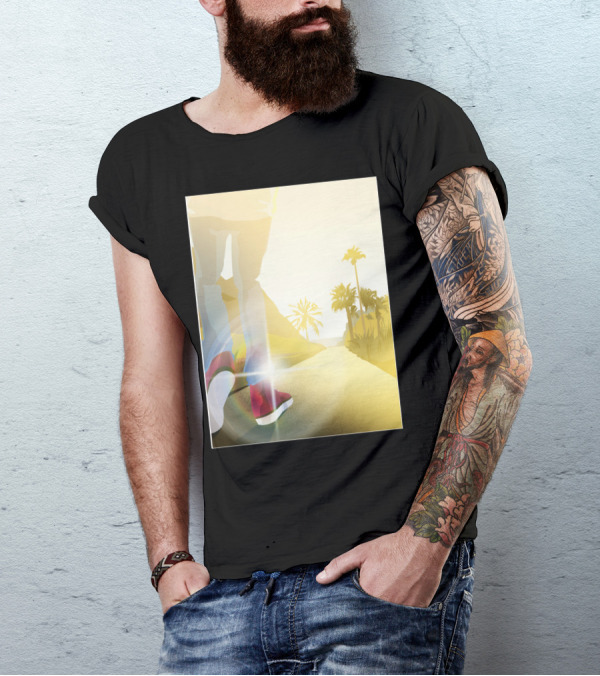 Rays Of Light Sunset Walk With Palm Trees And Red Sneakers T-Shirt
