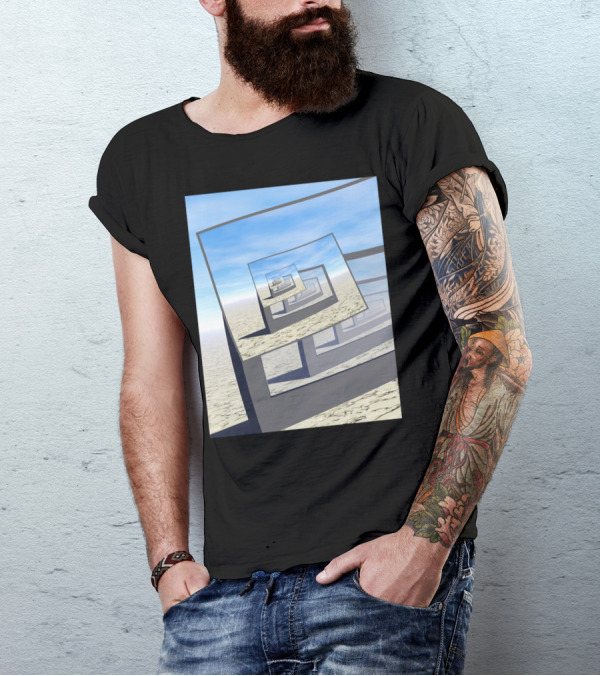 Surreal Infinite Loop Desert Monitors Canvas T-Shirt