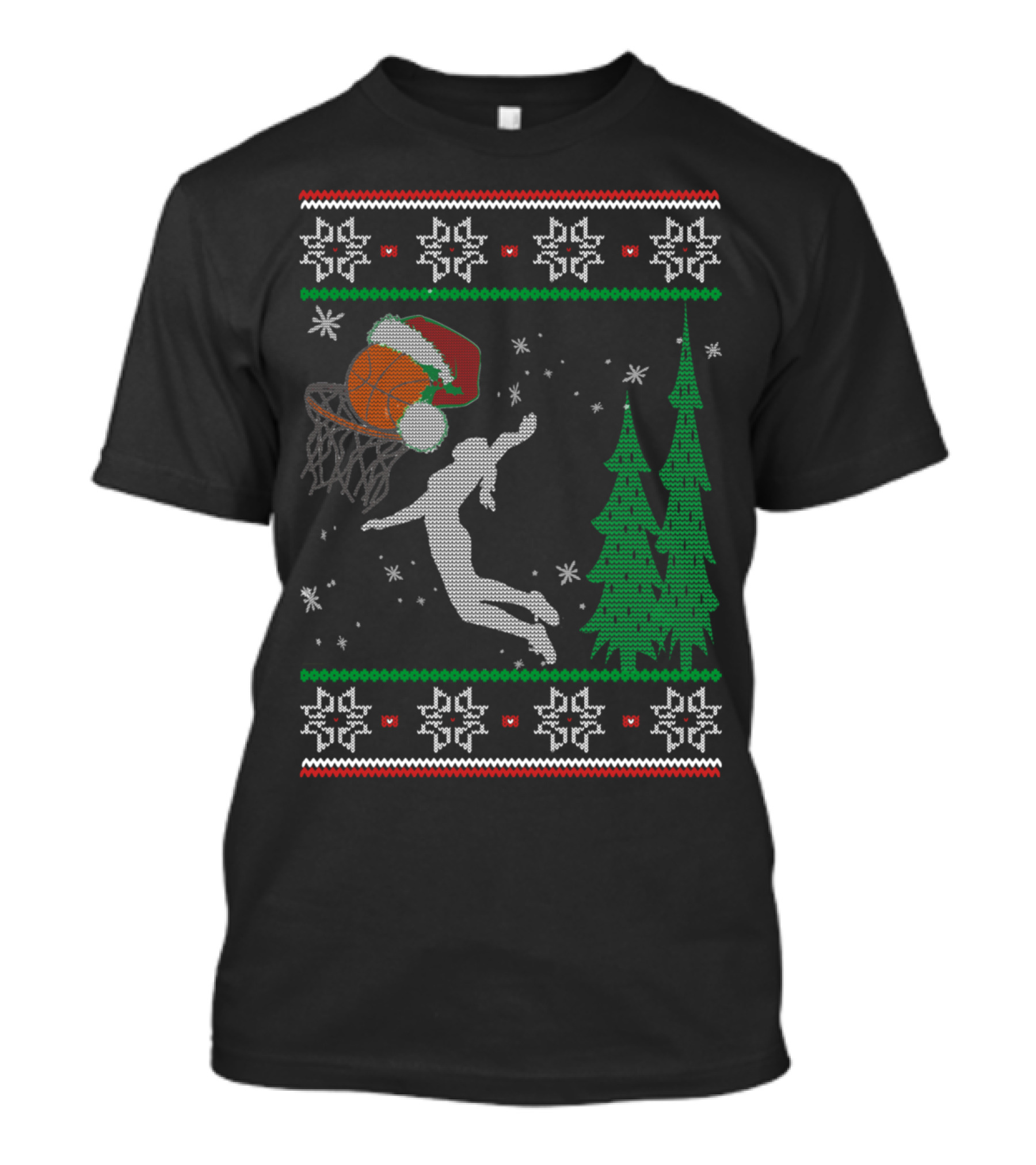 Christmas Basketball Santa Dunk Ugly T-Shirt