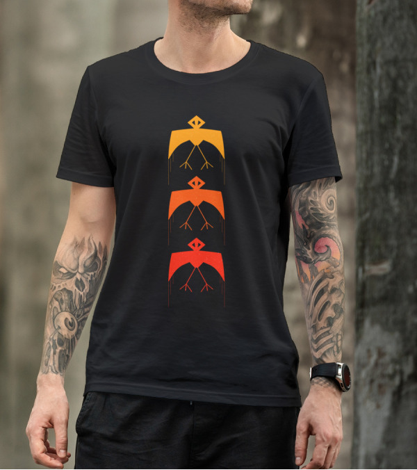 Flying High Tribal Bird Trio In Gradient Hues T-Shirt