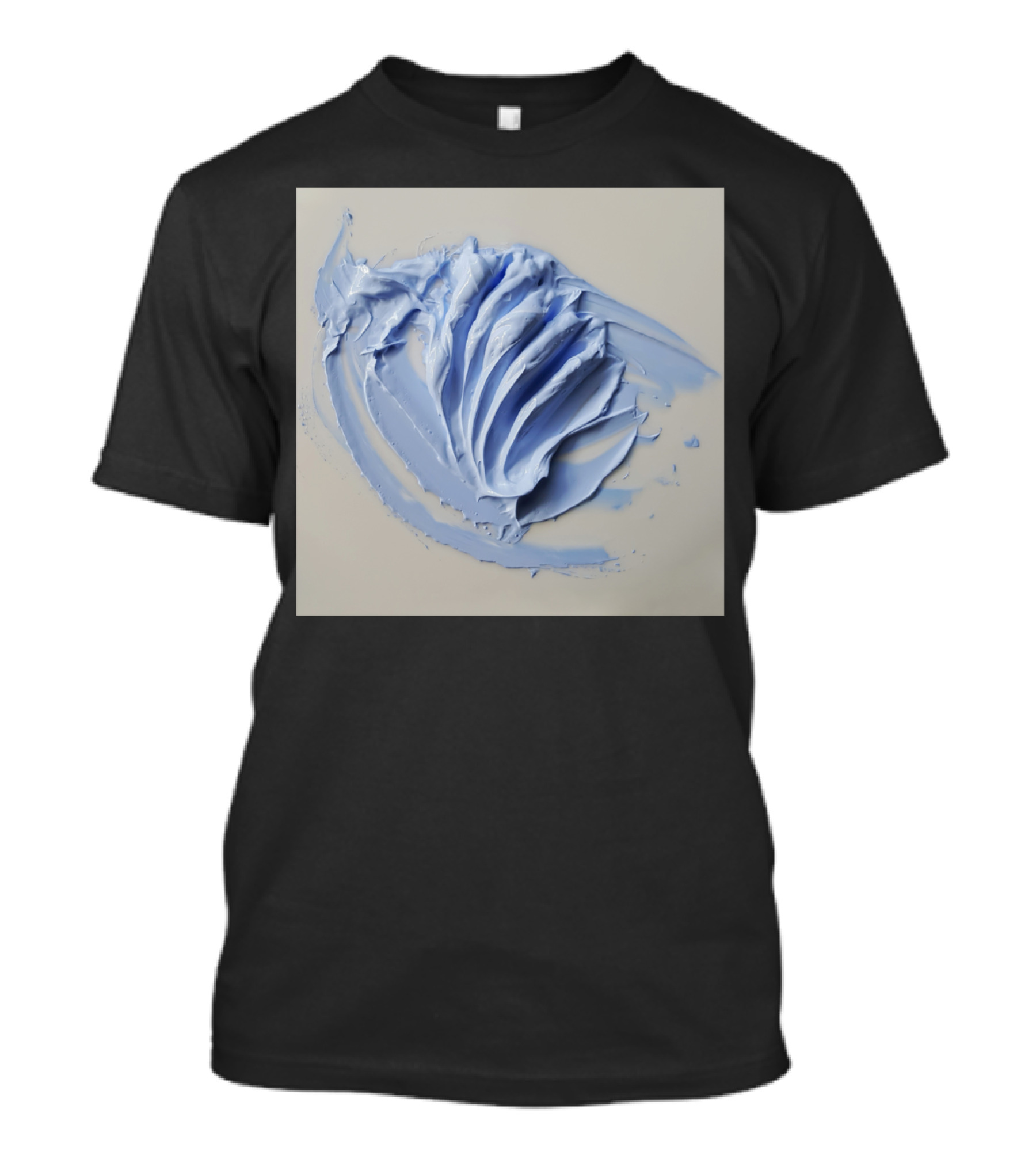 Blue Fluere Textured Cream Abstract T-Shirt