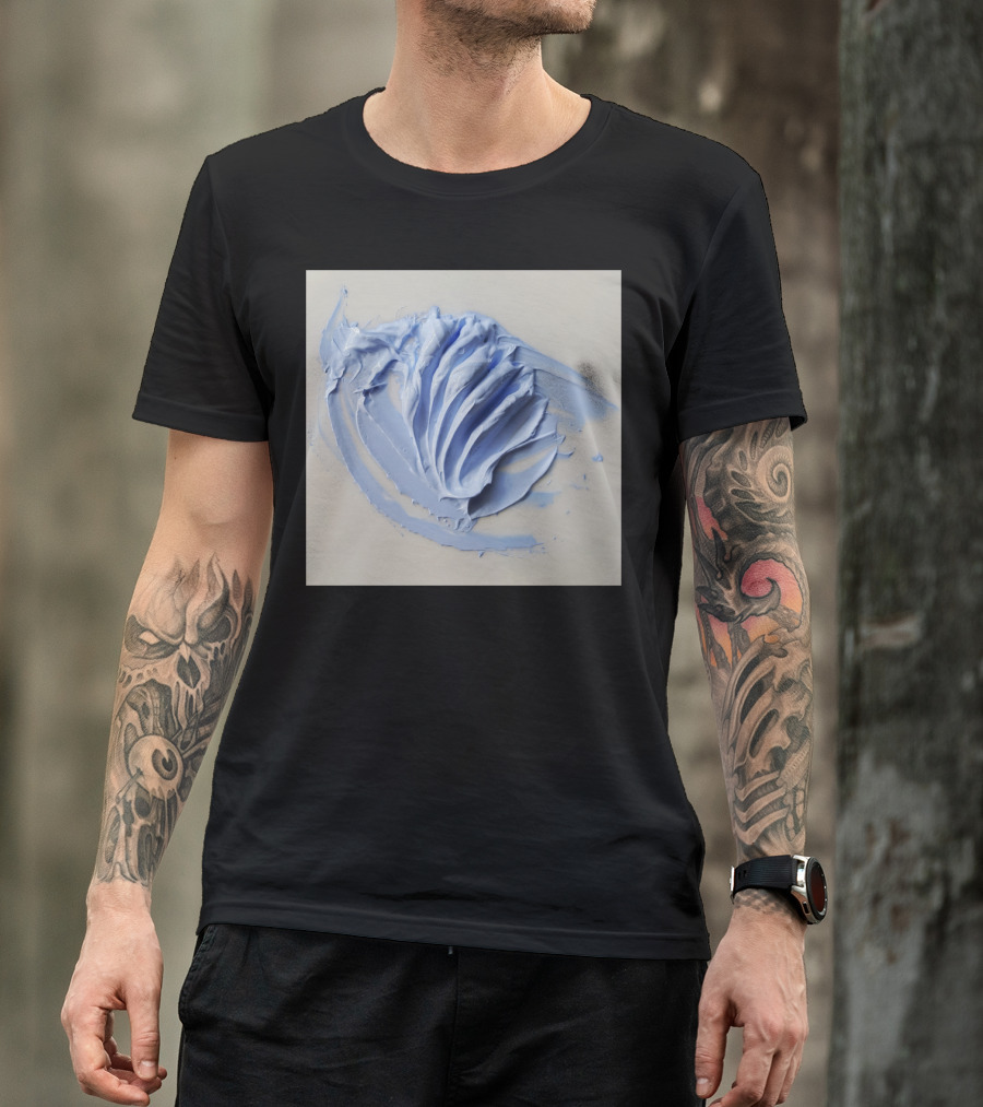 Blue Fluere Textured Cream Abstract T-Shirt