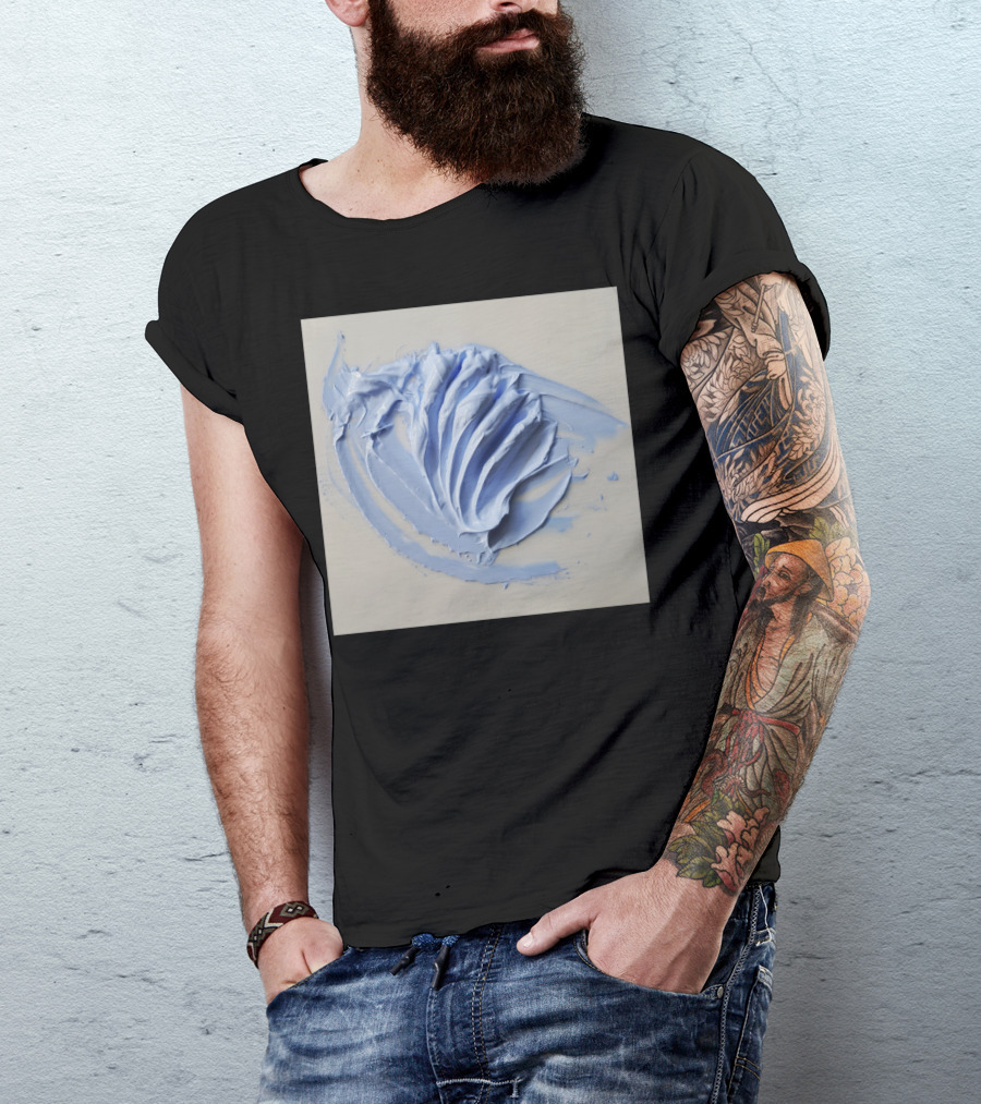 Blue Fluere Textured Cream Abstract T-Shirt