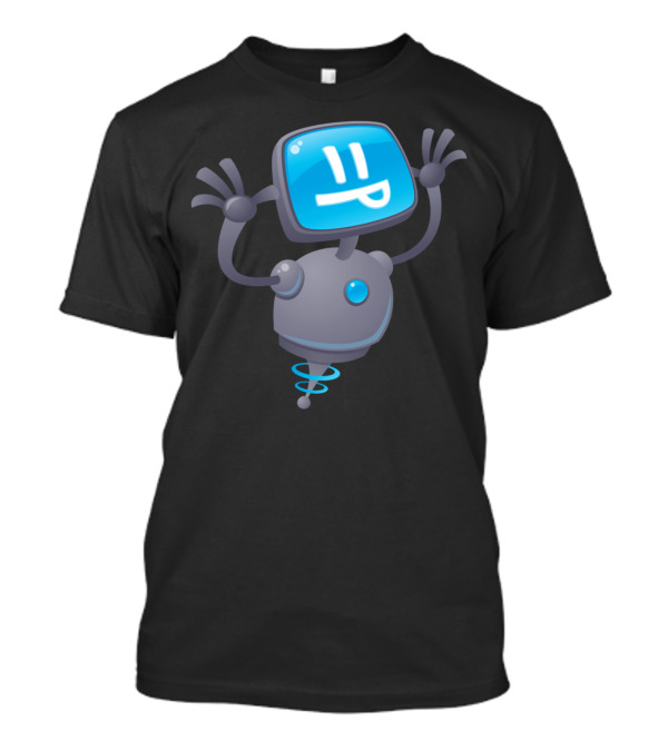 Razzbot Robot With Cartoon Screen Face And Cheerful Expression T-Shirt