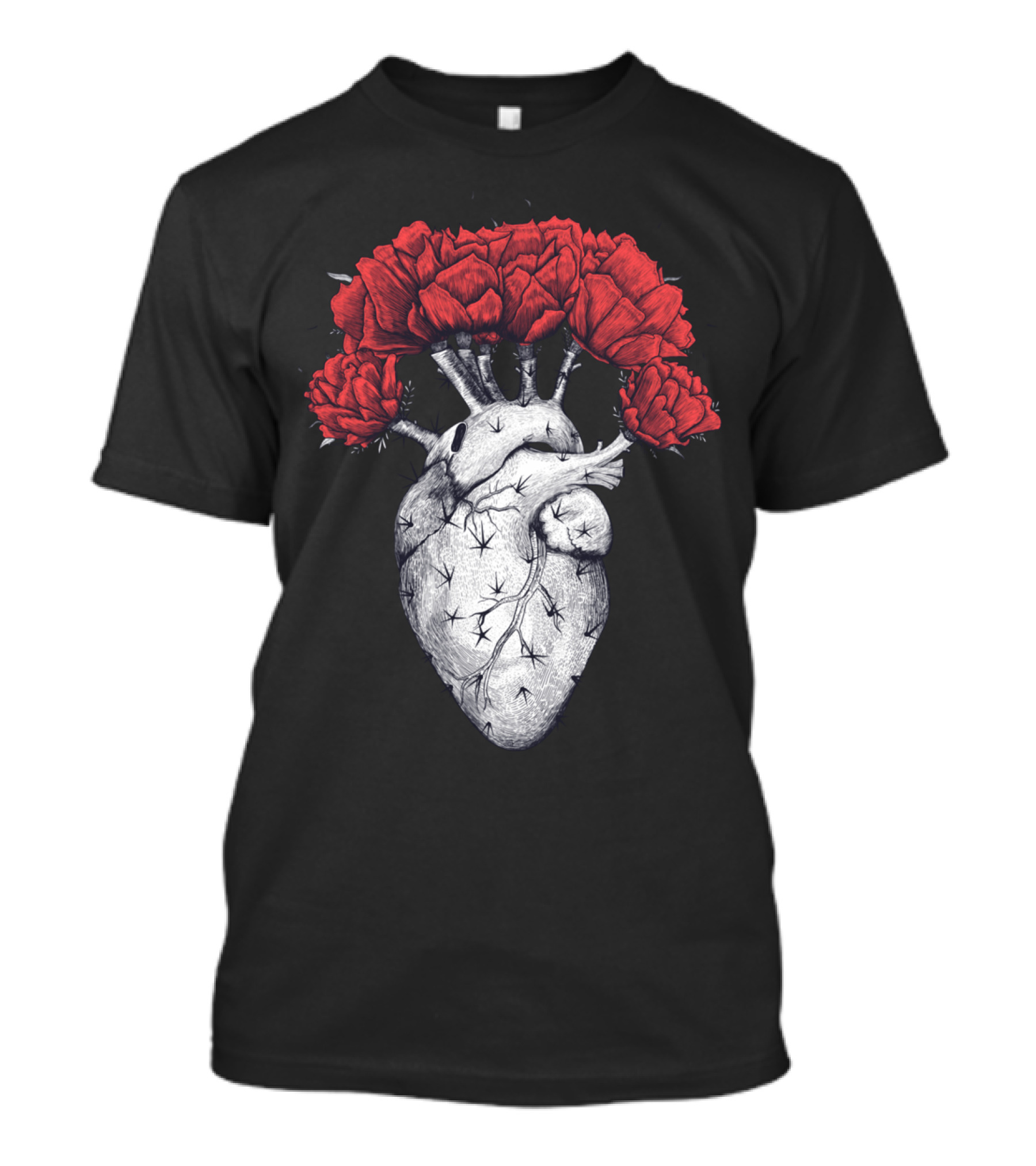 Cactus Heart With Red Flowering Blooms T-Shirt