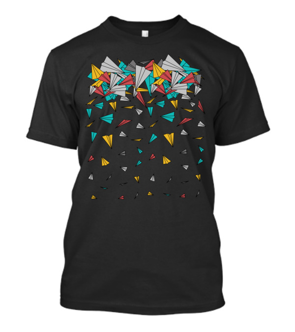 Flying Paper Planes Colorful Cascade T-Shirt