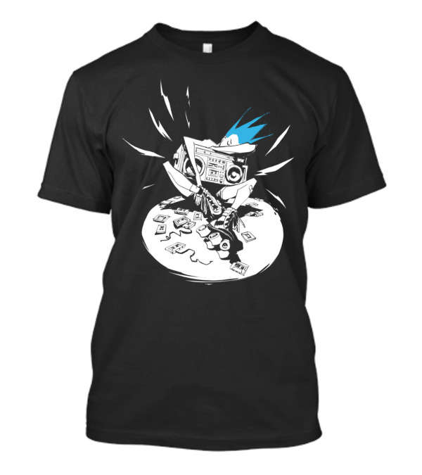 Blue Hair Girl With Boombox And Tapesin Hand T-Shirt