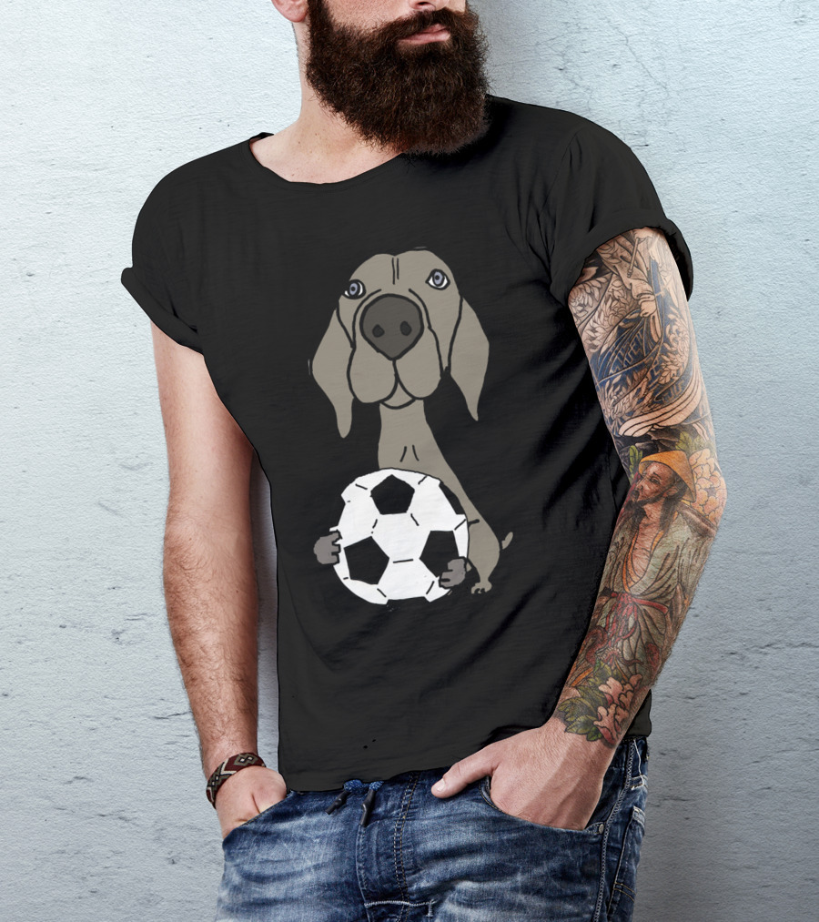 Cool Weimaraner Dog Playing Soccer Ball T-Shirt