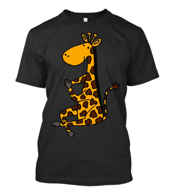 Cool Funny Artistic Giraffe Sitting Quirky Pose T-Shirt