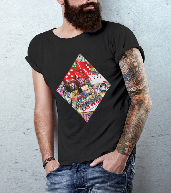 Welcome To Fabulous Las Vegas Diamond Playing Card Shape T-Shirt