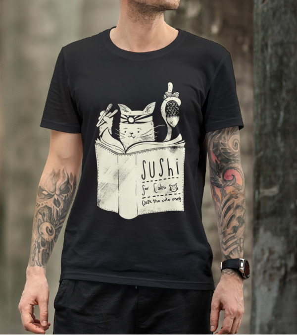 Sushi For Cats Just The Cute Ones Cooking Book Cat Chef With Fish And Chopsticks T-Shirt