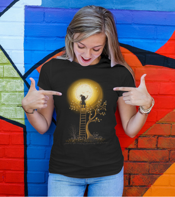 Reach The Moon With Ladder And Glowing Tree T-Shirt