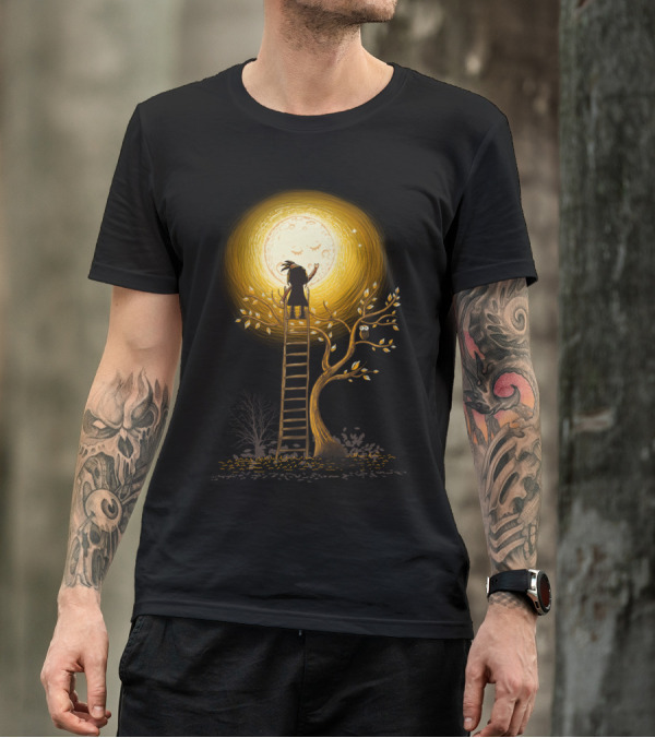 Reach The Moon With Ladder And Glowing Tree T-Shirt