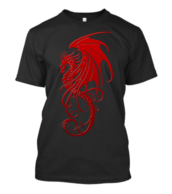 Flying Red Tribal Dragon Custom T-Shirt
