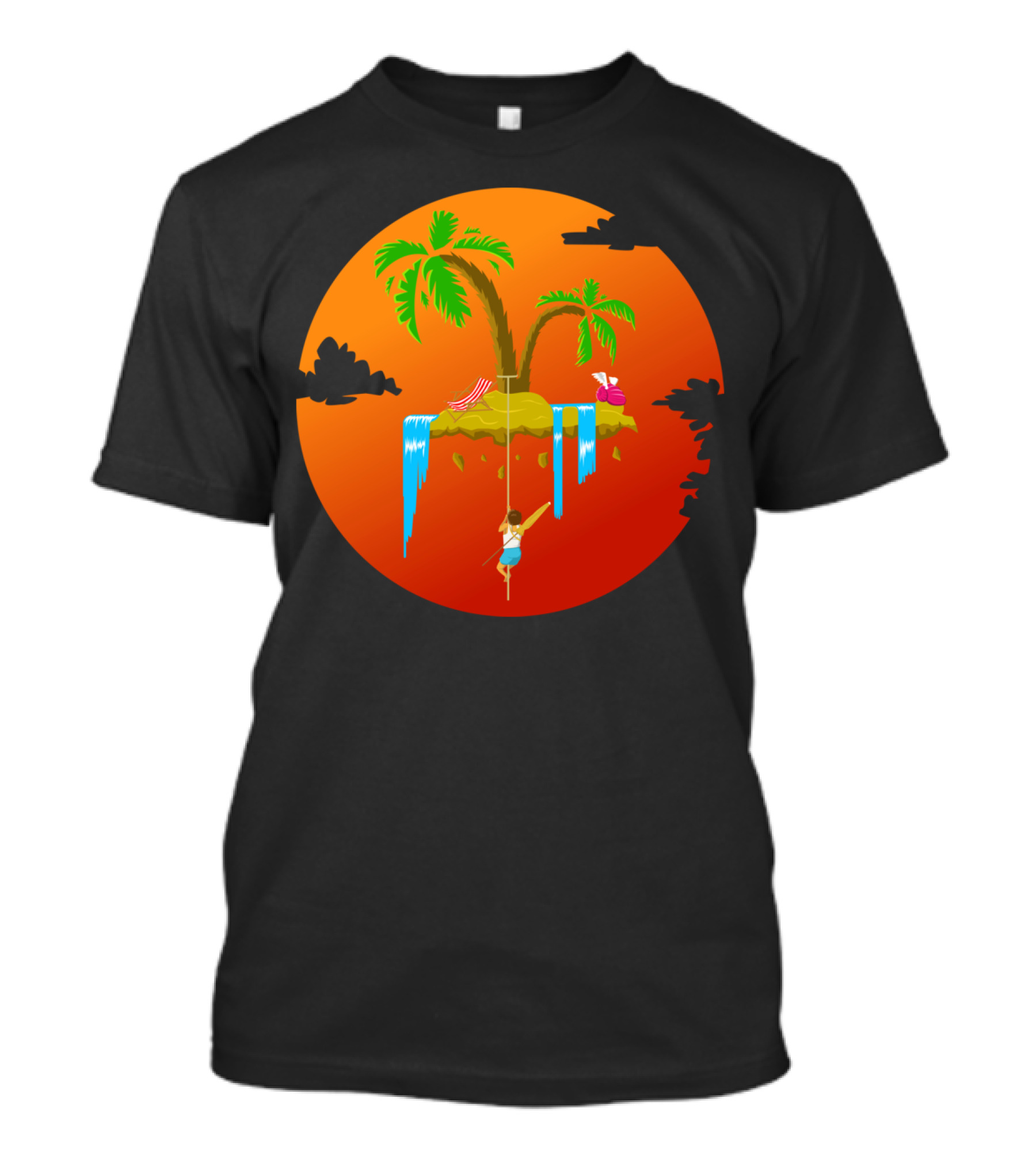 Flying Relax Island Adventure With Palm Trees And Waterfalls T-Shirt