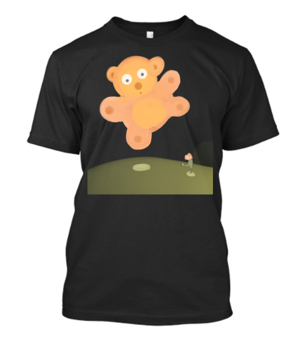 Flying Teddy Floating Over Green Hill T-Shirt