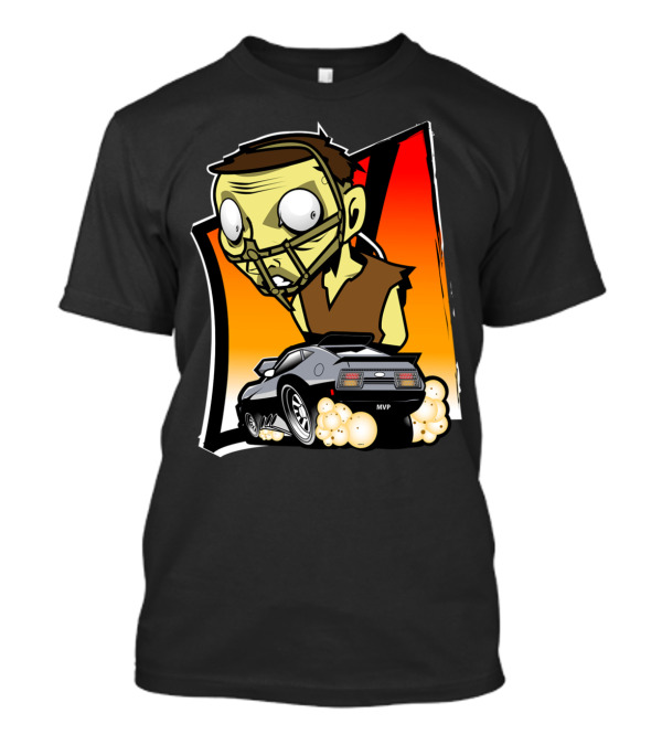 Mad Cop On Board MVP Racing Zombie Mask Car Burnout T-Shirt