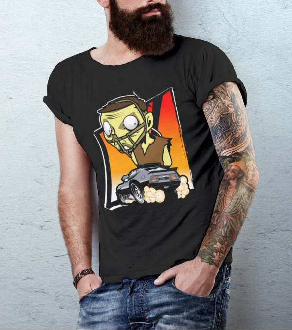 Mad Cop On Board MVP Racing Zombie Mask Car Burnout T-Shirt