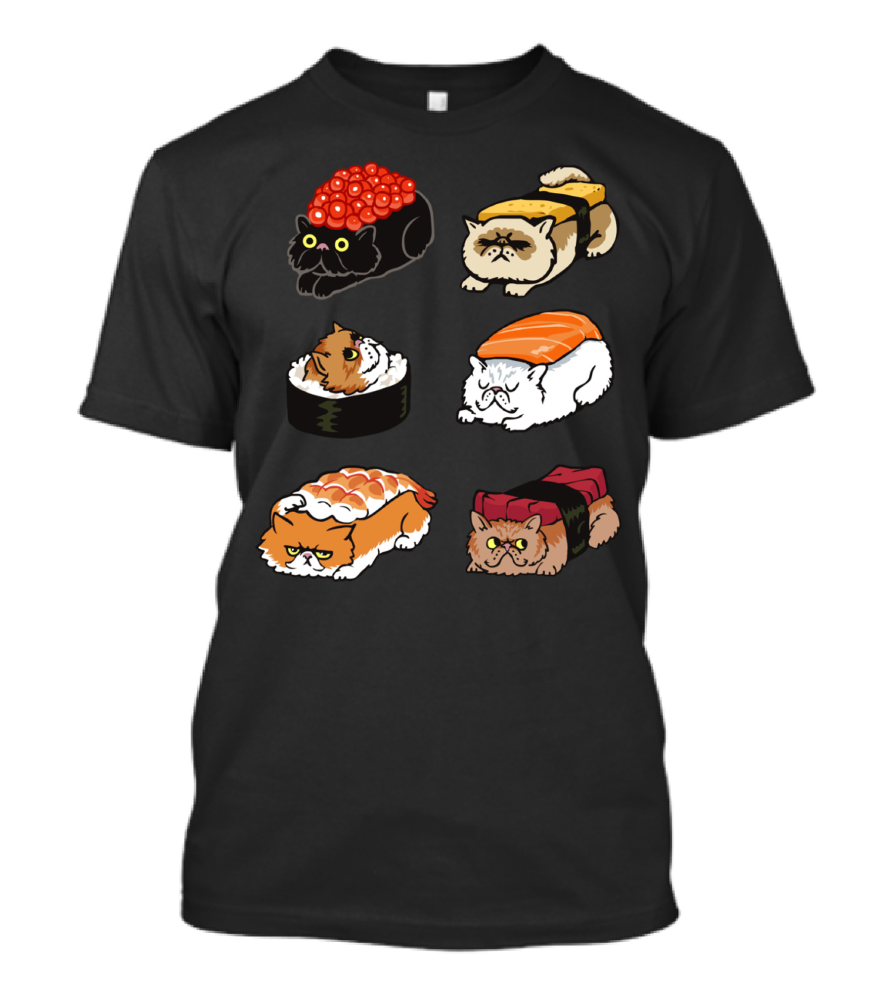 Sushi Cats With Persian Faces And Various Toppings T-Shirt