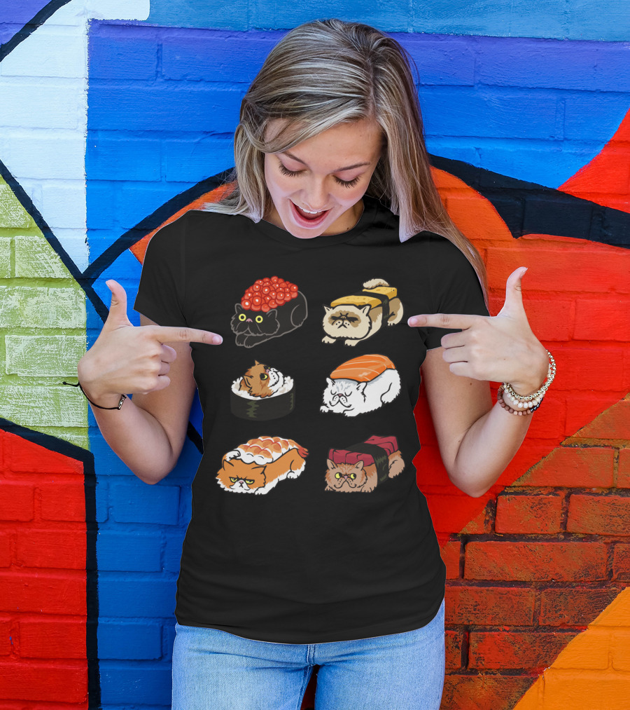 Sushi Cats With Persian Faces And Various Toppings T-Shirt