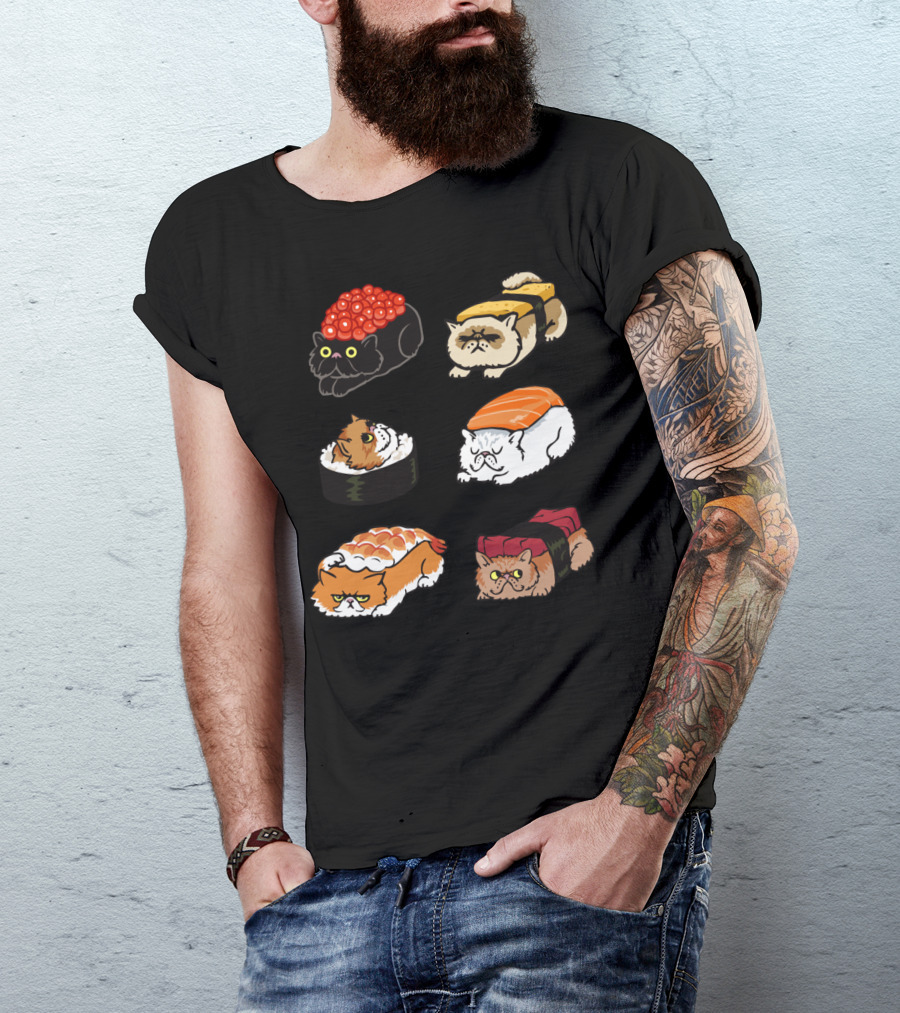 Sushi Cats With Persian Faces And Various Toppings T-Shirt