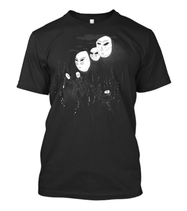 Mysterious Masks In Ethereal Night Vision T-Shirt