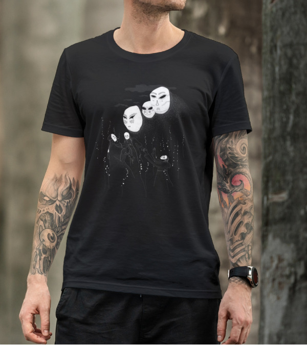 Mysterious Masks In Ethereal Night Vision T-Shirt
