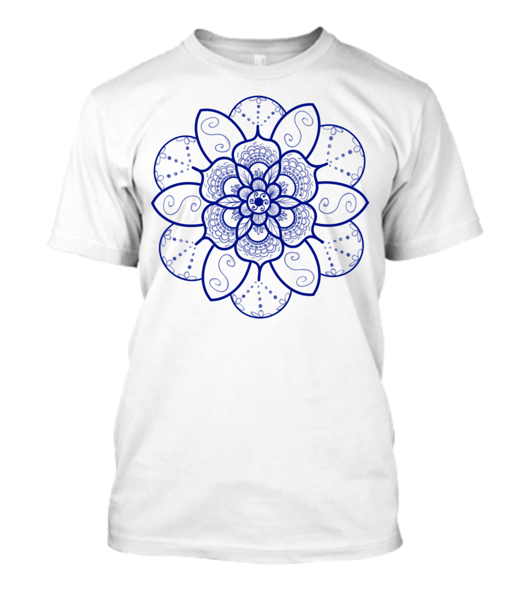 Blue Hippie Mandala Flower Symbol Essence T-Shirt