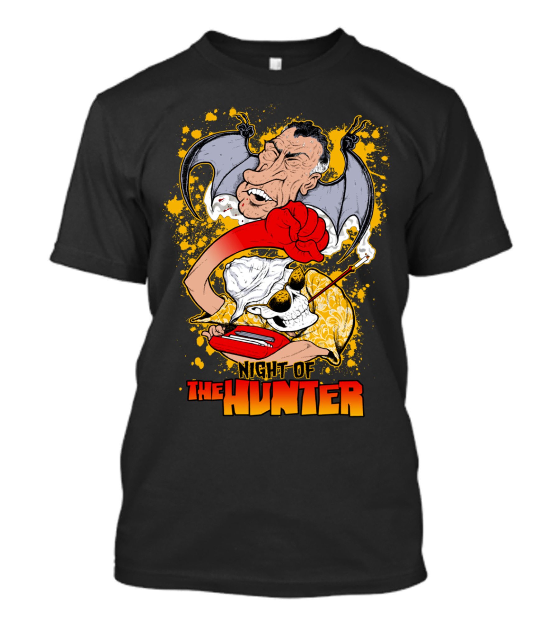 Night Of The Hunter Skull Bat Boxing Retro Comic T-Shirt