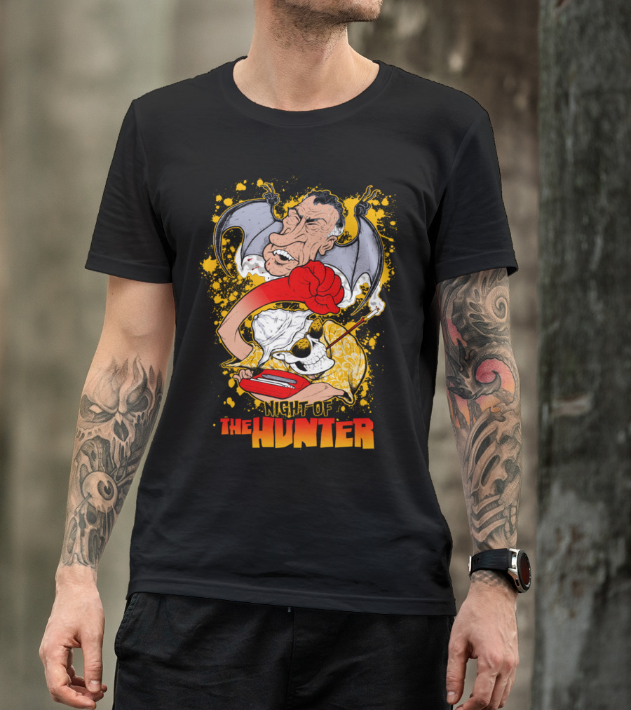 Night Of The Hunter Skull Bat Boxing Retro Comic T-Shirt