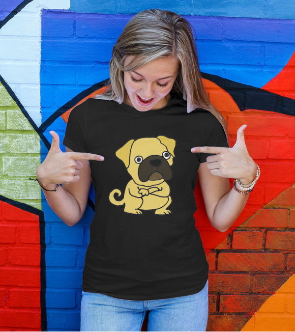 Cool Funny Grumpy Pug Dog Cartoon Character T-Shirt