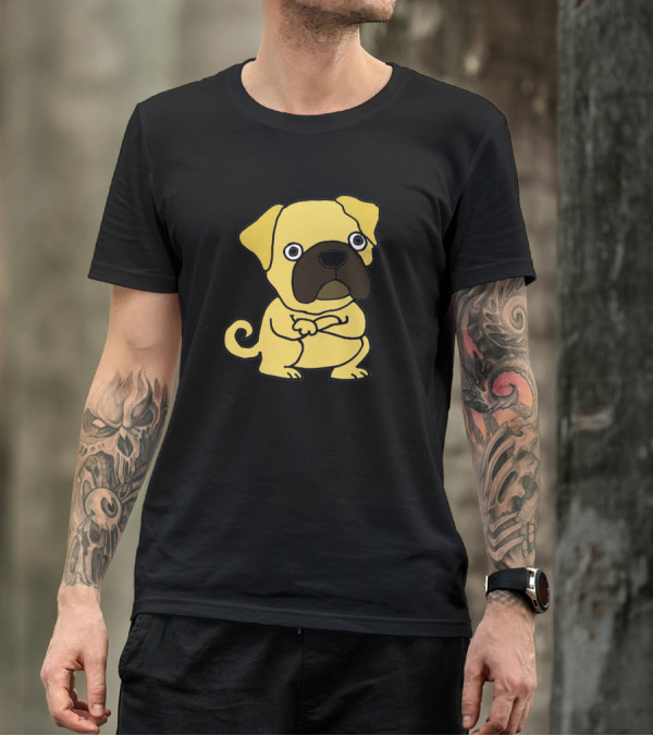 Cool Funny Grumpy Pug Dog Cartoon Character T-Shirt