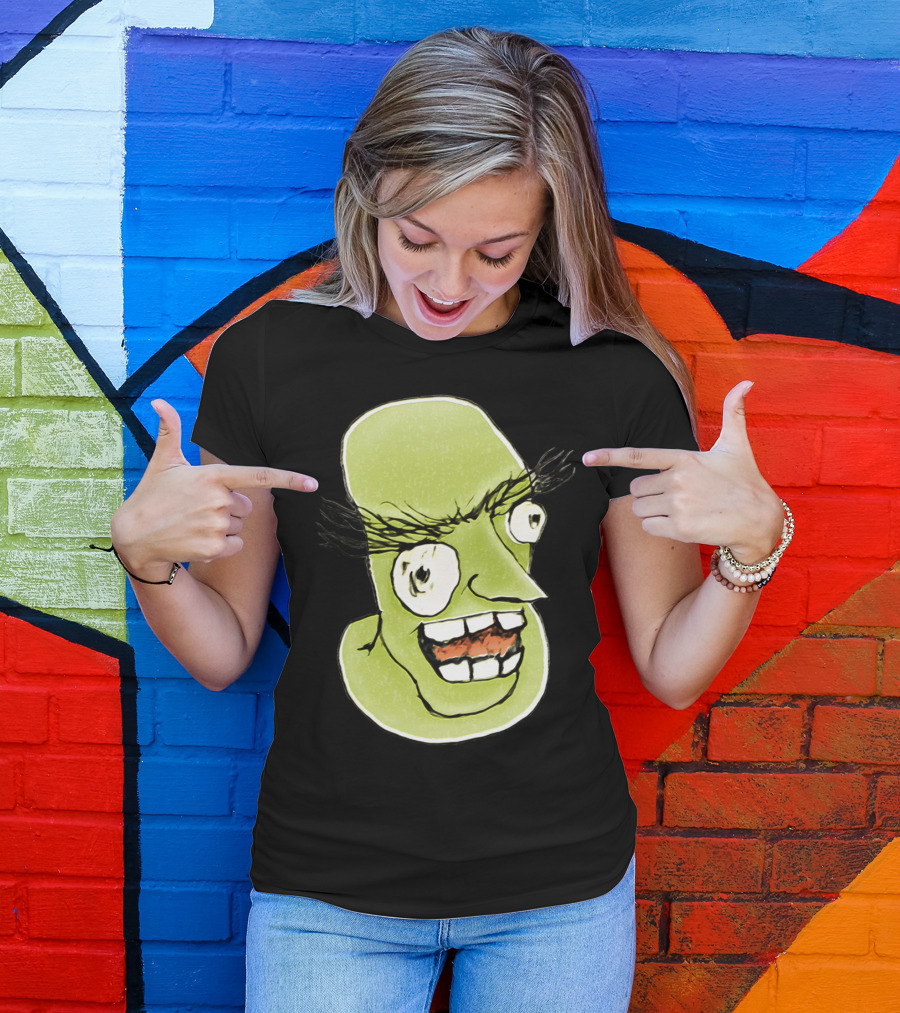 Mad Monster Man With Evil Expression Cartoon Face T-Shirt