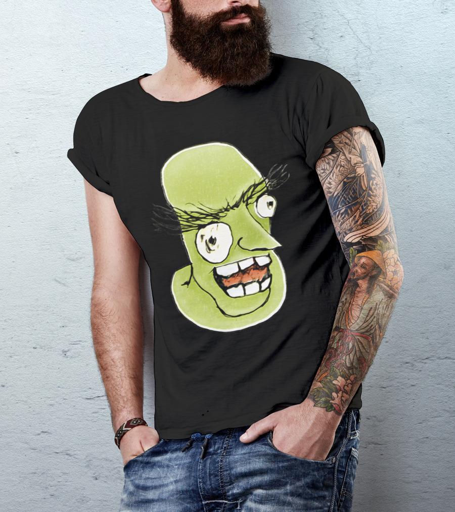 Mad Monster Man With Evil Expression Cartoon Face T-Shirt