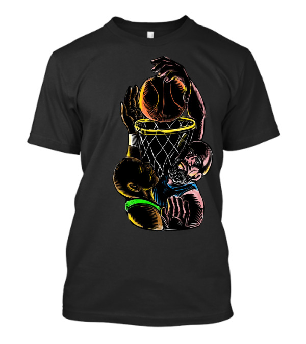 Basketball Player Dunking Blocking Intense Action T-Shirt