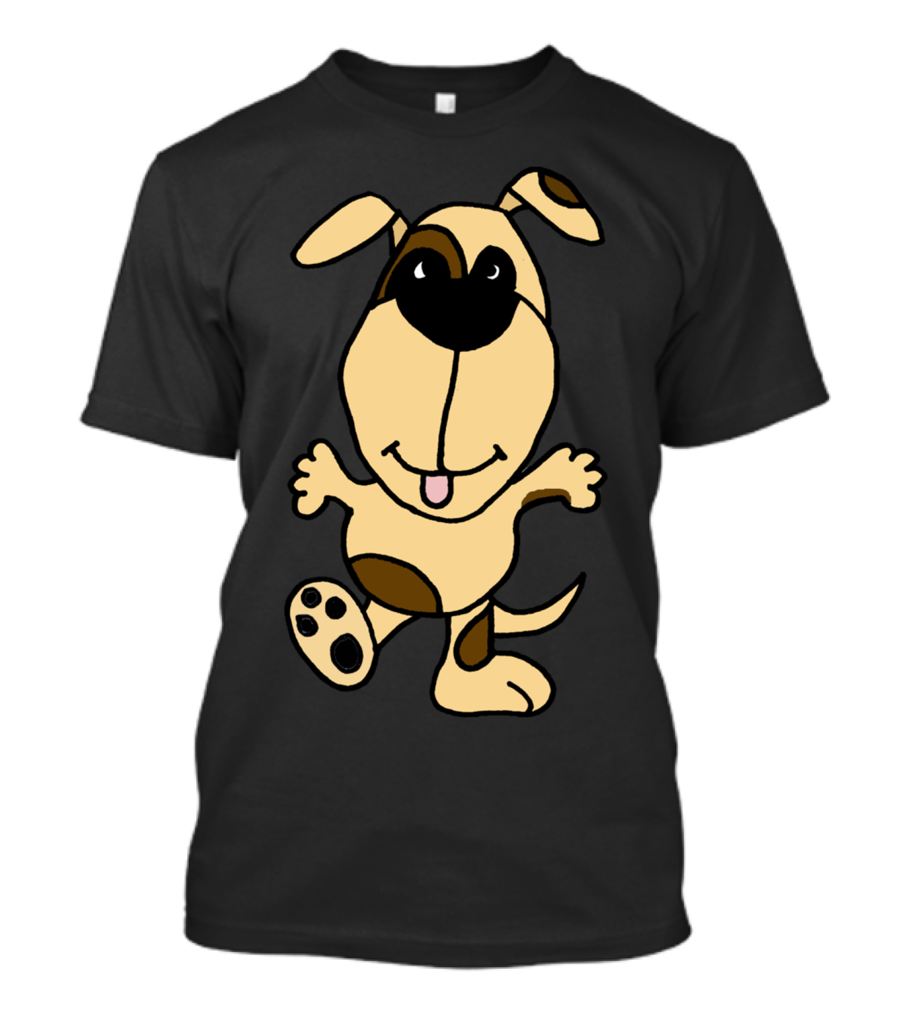 Joyful Dancing Brown And Tan Cartoon Dog T-Shirt